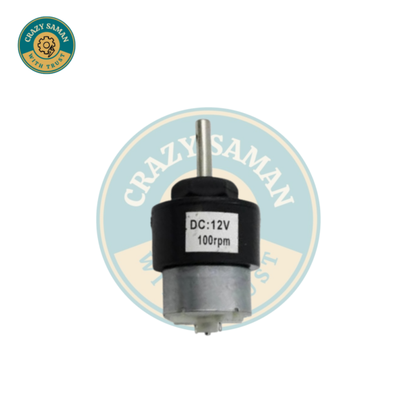 12V 100RPM Black – Silver Centre Shaft DC Helical Geared Motor